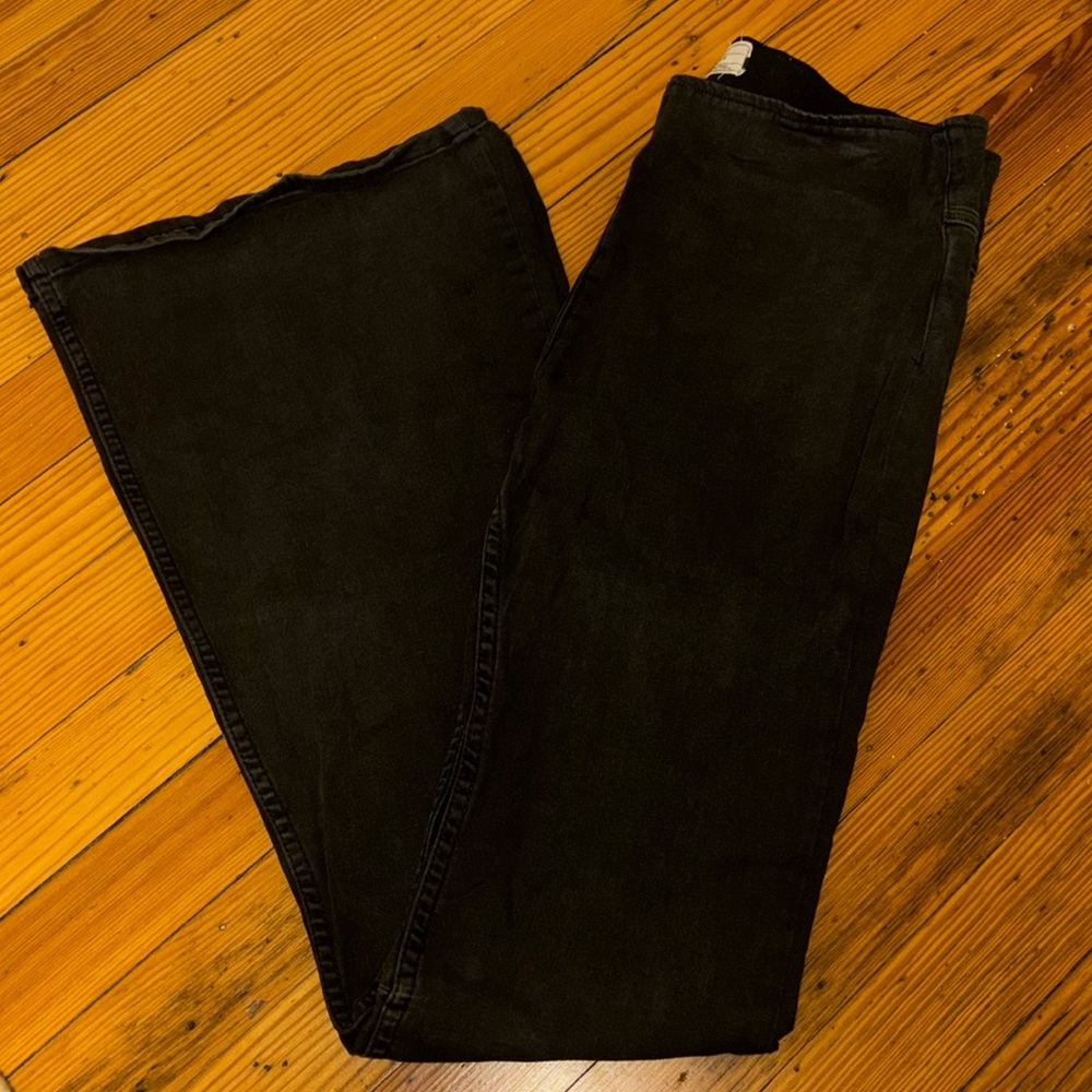 Free People Stretch Black Denim Flare Jeans